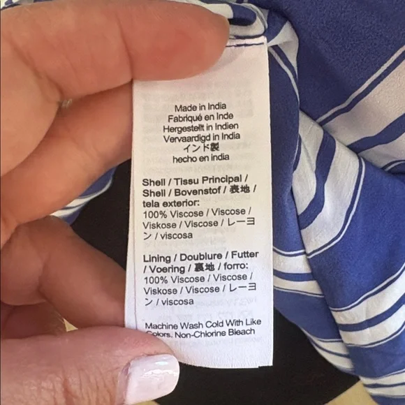 J. Crew Blue White Striped Tie Front Top Size 6 - Picture 5 of 8
